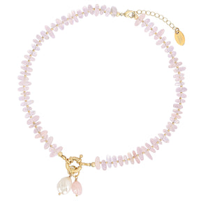 Collier pendentif en quartz rose