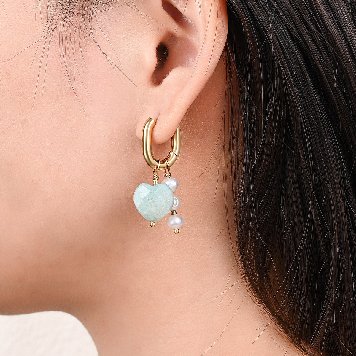 Boucles d'oreilles Amour en Amazonite