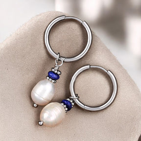 Boucles d'oreilles créoles en perles et agates Golden Grace