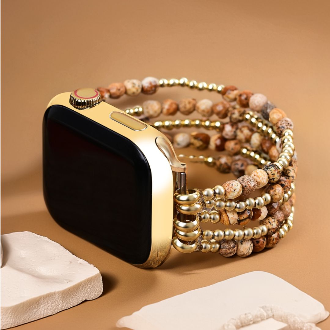 Stretch-Armband Apple Watch Golden Earth Jasper“