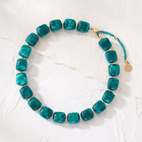 Collier à perles carrées épaisses Océan