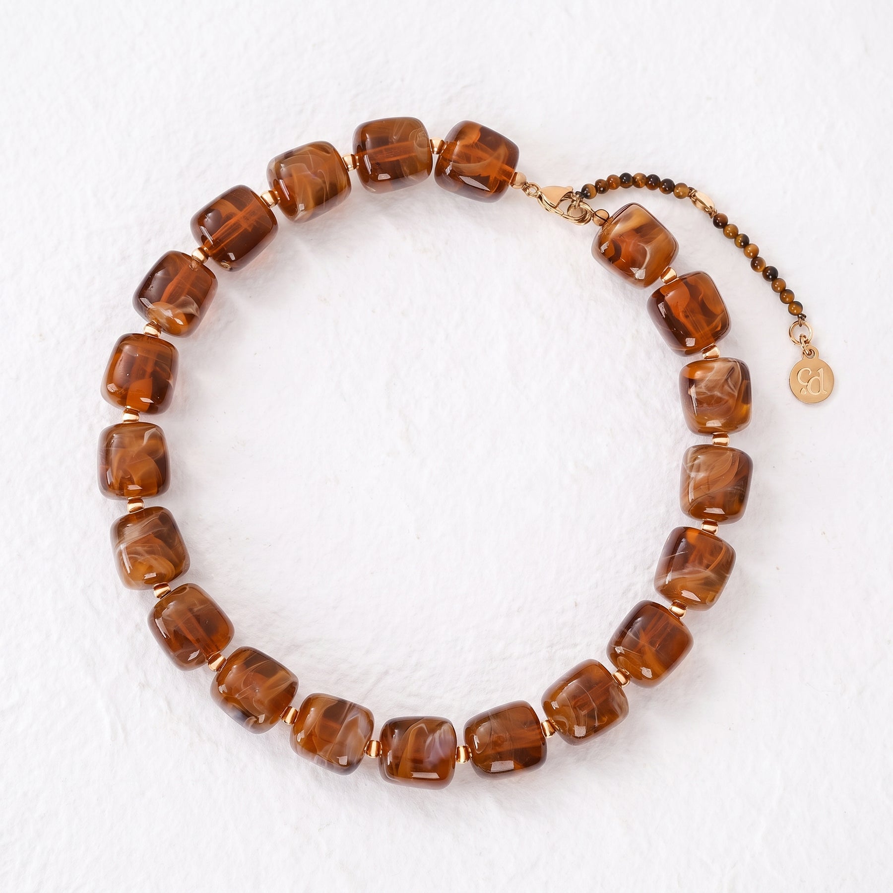 Collier à perles carrées épaisses orange