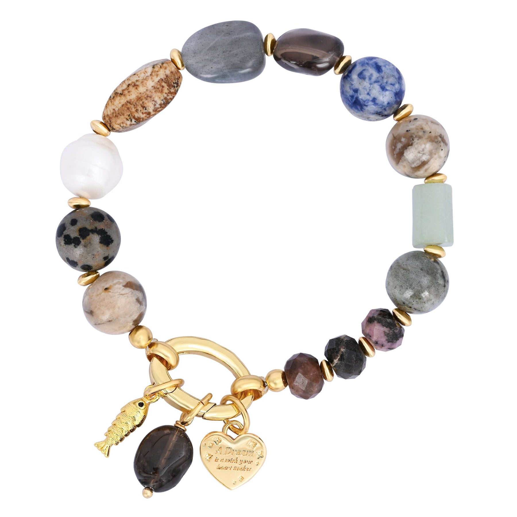 Obsidian Herz Charm Armband