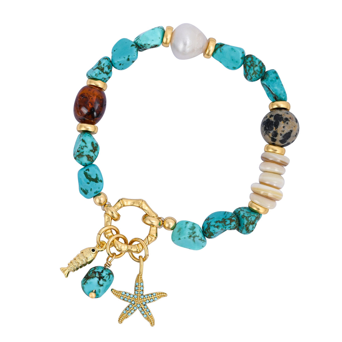 Türkisfarbener Gezeiten-Anhänger-Armband
