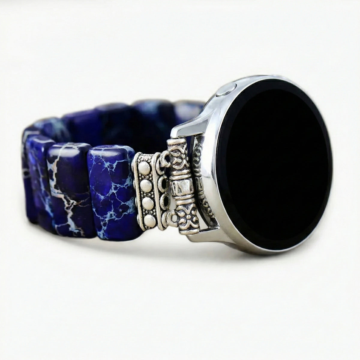 Bracelet extensible en jaspe tibétain bleu marine foncé pour Samsung Galaxy Watch