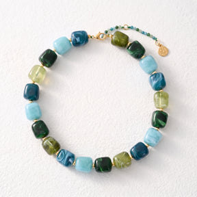 Collier à perles carrées épaisses Océan
