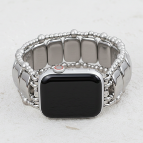 Bracelet extensible noir platine pour Apple Watch
