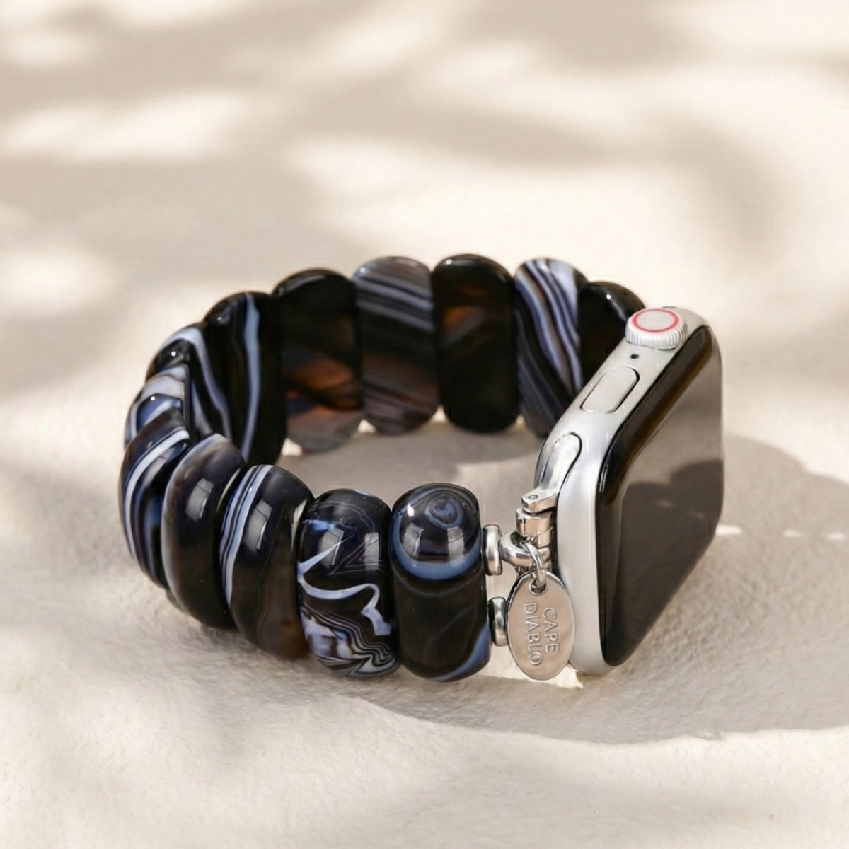 Bracelet Apple Watch en agate marbre noir