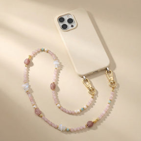 Chaîne de téléphone avec breloque en quartz rose