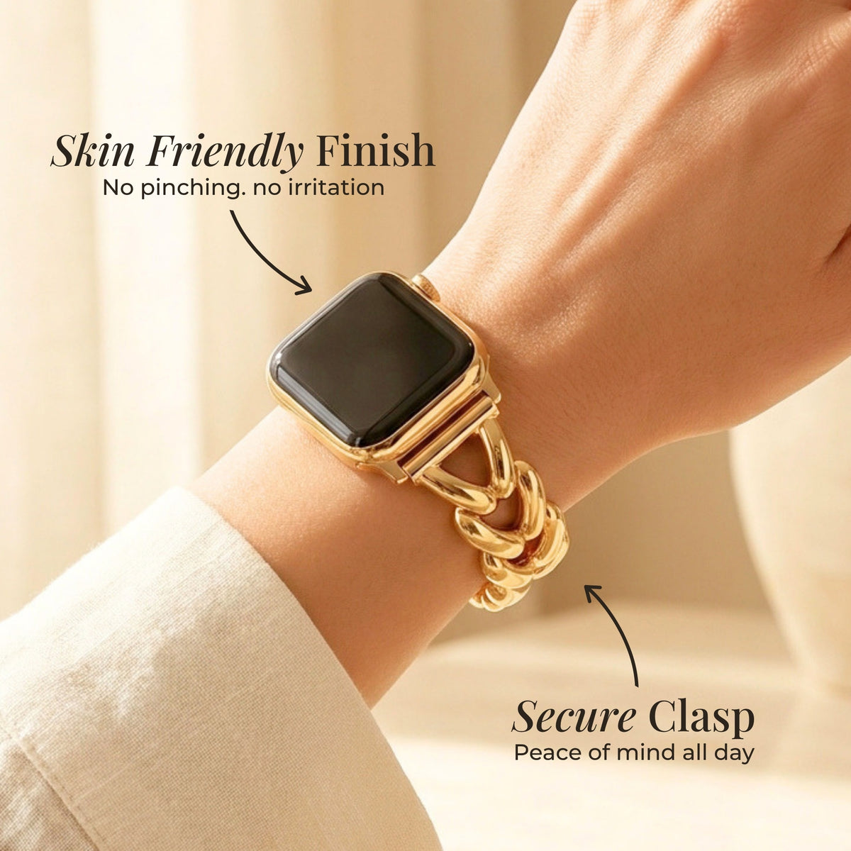 Bracelet de luxe Apple Watch en tresse dorée