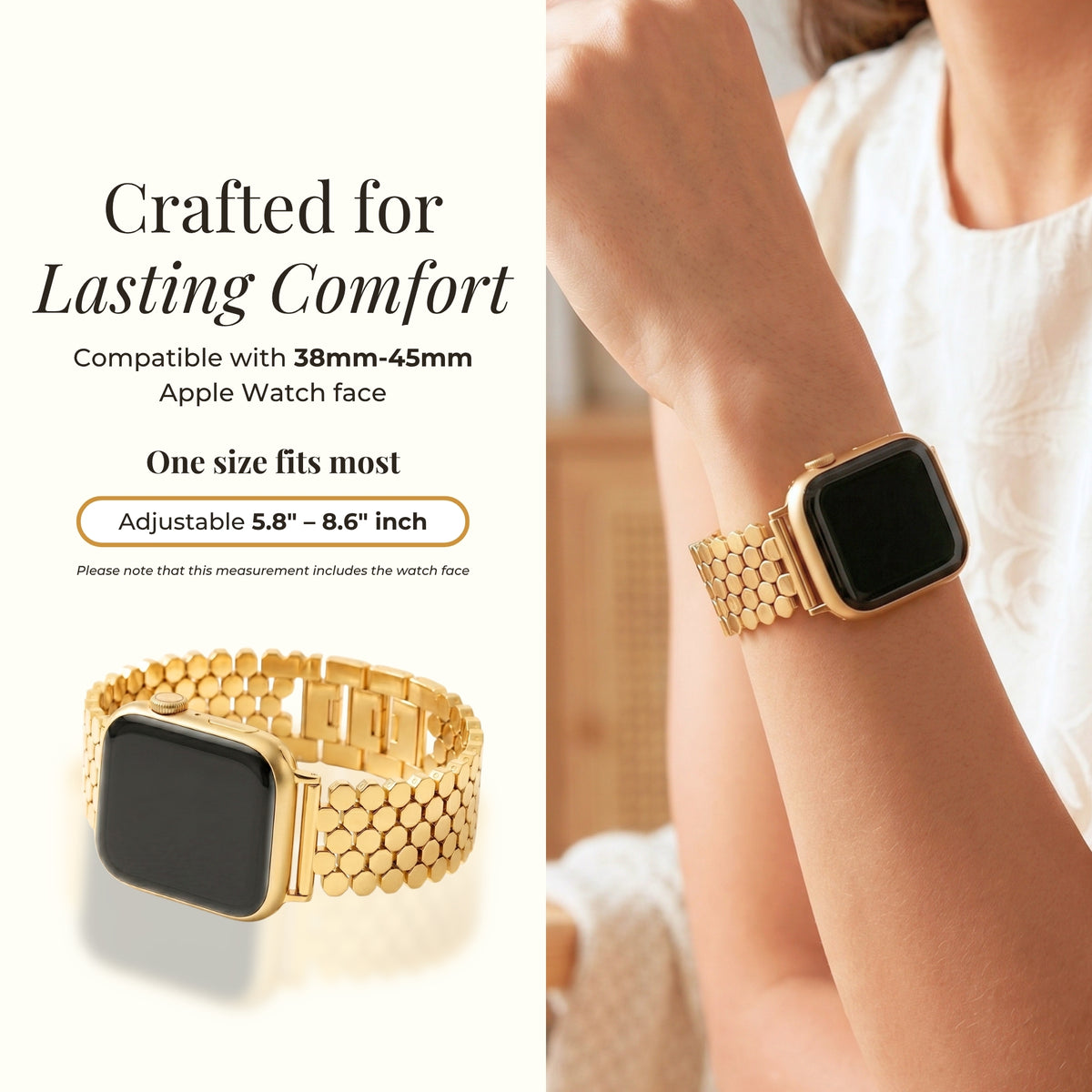 Goldenes Honigwaben Luxus Apple Watch Armband