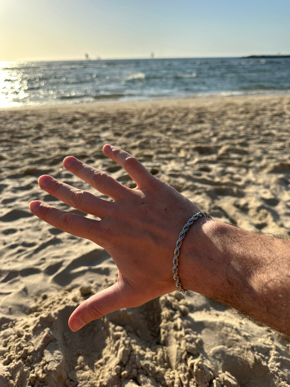 Bracelet en corde (Argent) 5mm