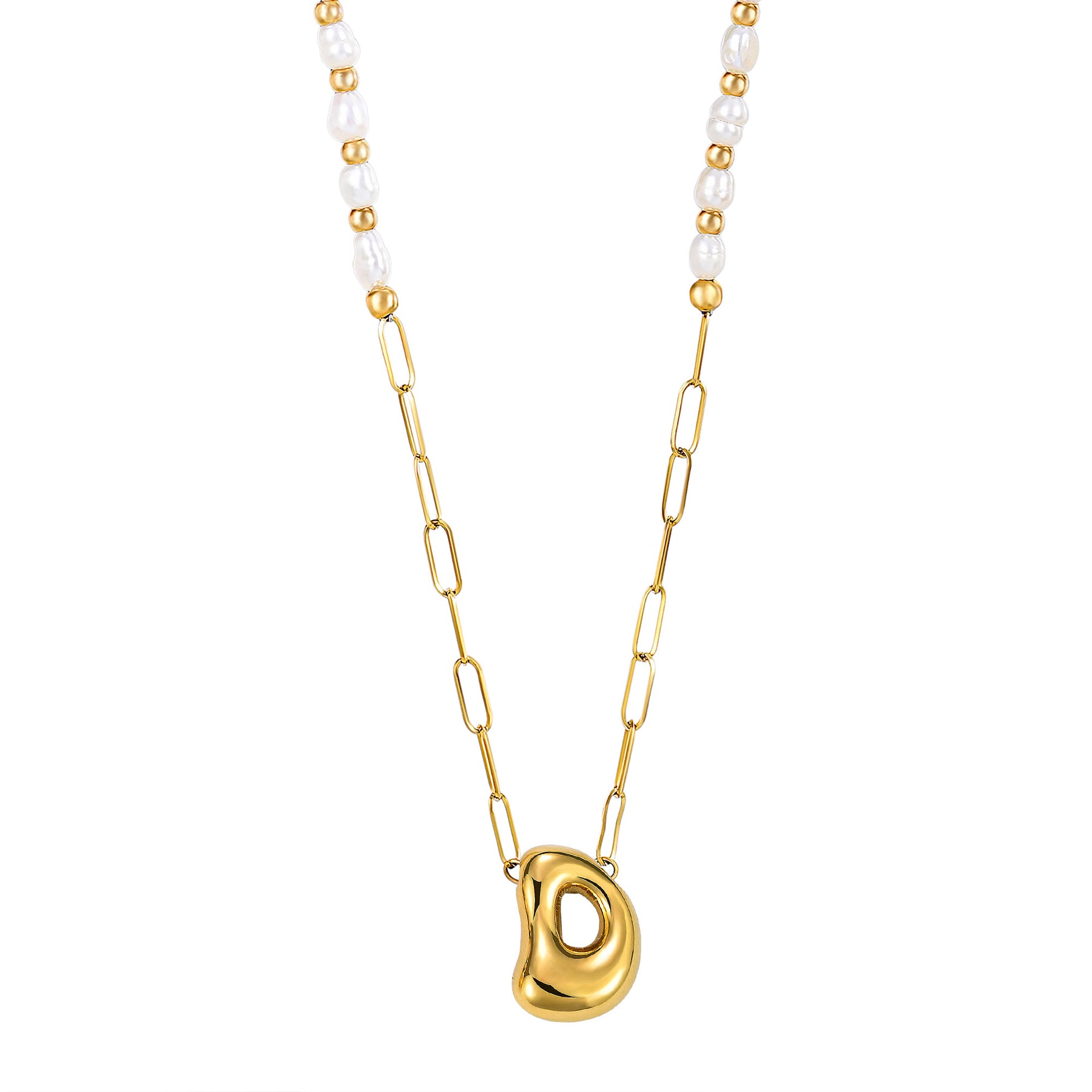 Collier avec initiales en forme de bulle dorée