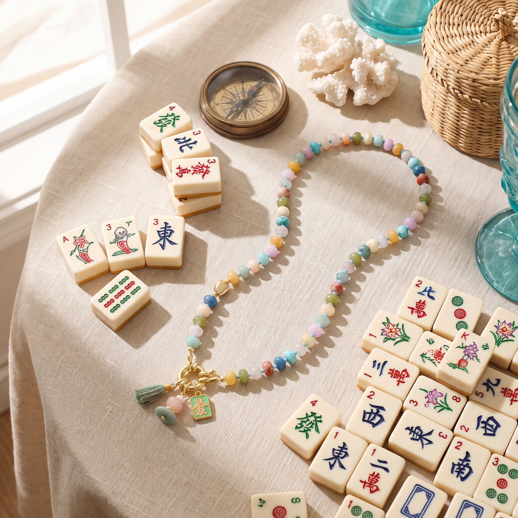 Collier porte-bonheur de mahjong
