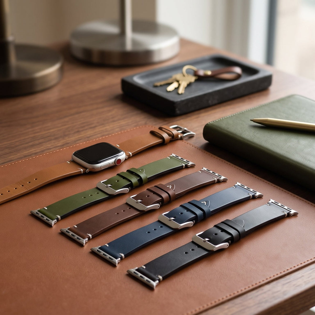 Bracelet Apple Watch en cuir bleu pour homme