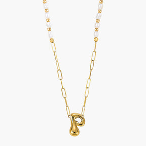 Collier avec initiales en forme de bulle dorée