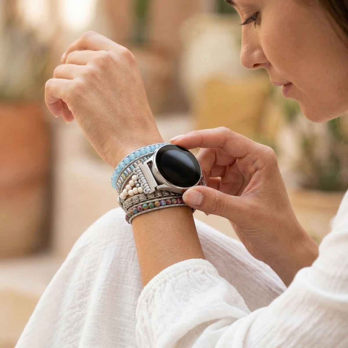 Bracelet de montre Samsung Galaxy en jaspe océan protection