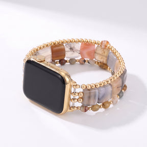 Bracelet extensible pour Apple Watch « Flamme du désert » en cornaline argentée