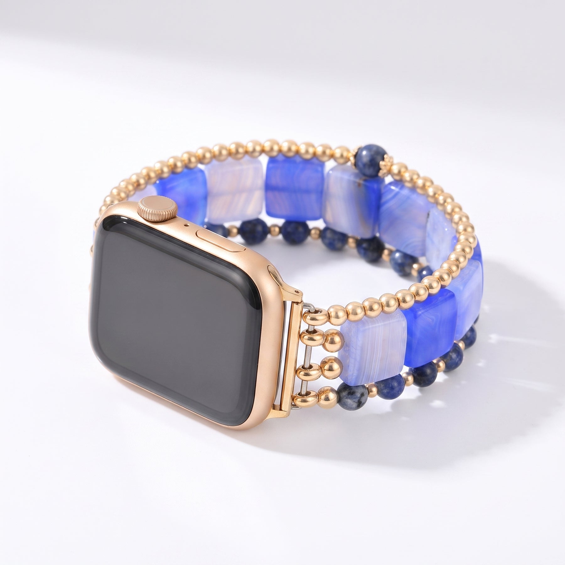 Bracelet extensible pour Apple Watch « Flamme du désert » en cornaline argentée