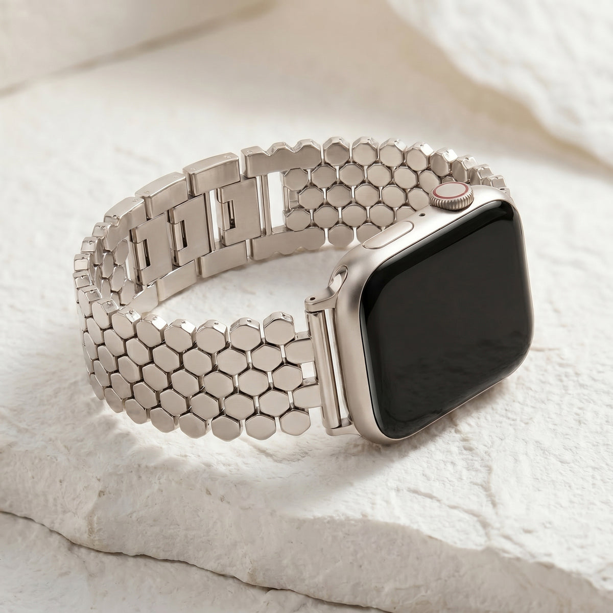 Silbernes Honeycomb Luxusarmband für Apple Watch