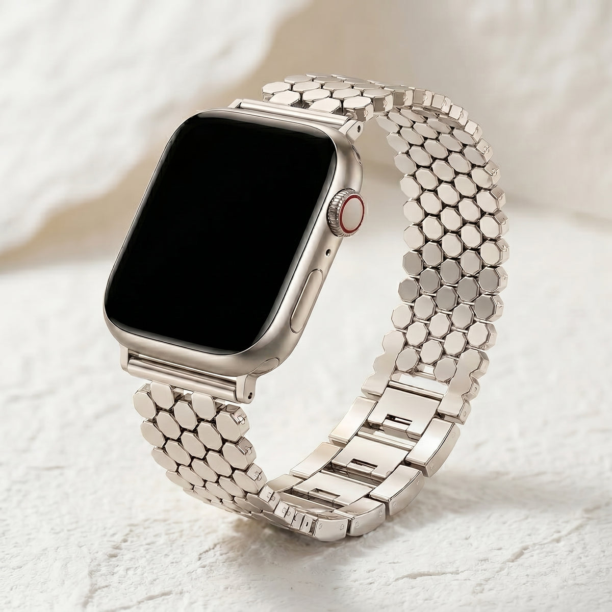 Silbernes Honeycomb Luxusarmband für Apple Watch