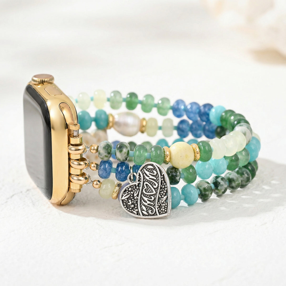 Jade Pearl Love MOM Stretch Apple Watch Armband