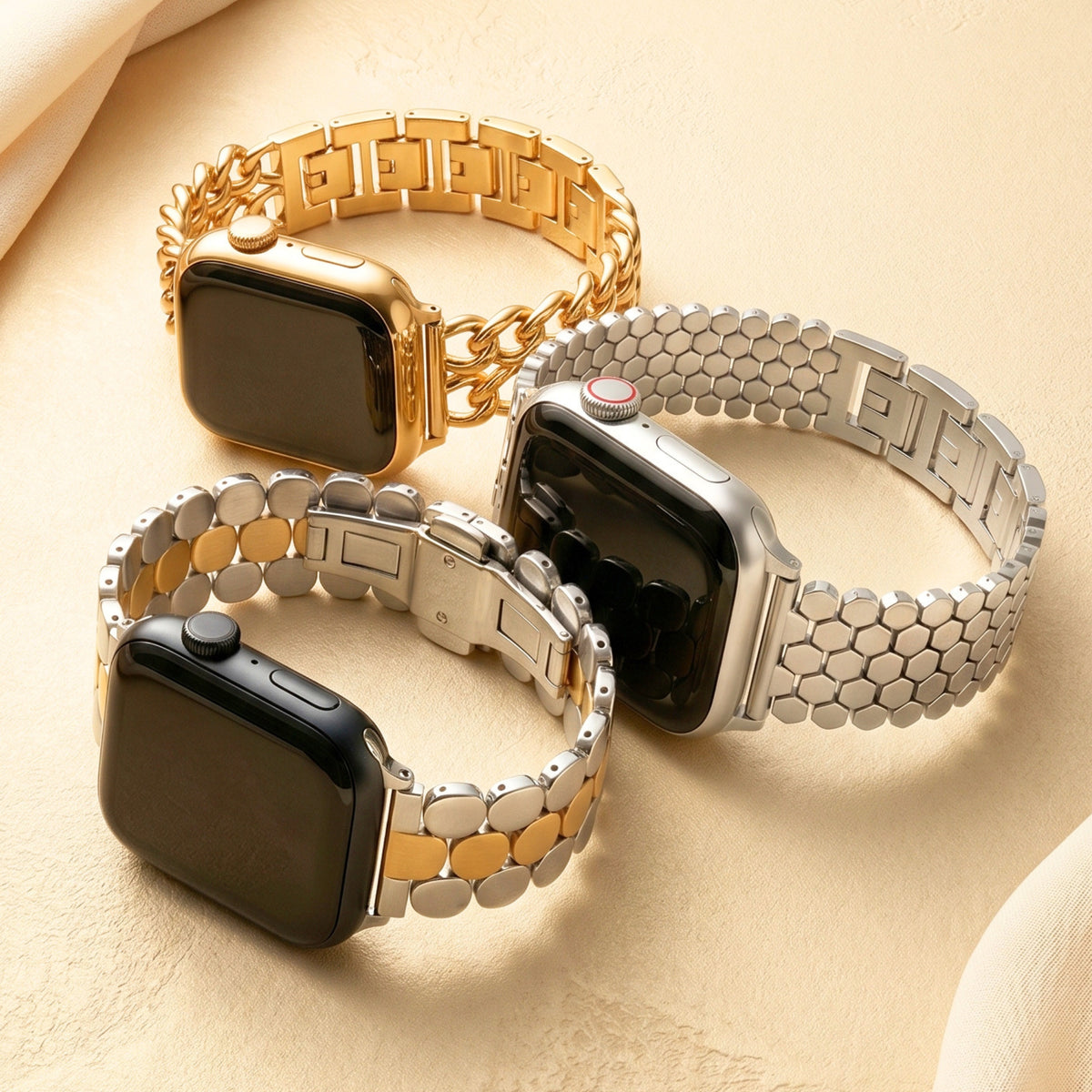 Bracelet Apple Watch de luxe en nid d'abeille argenté