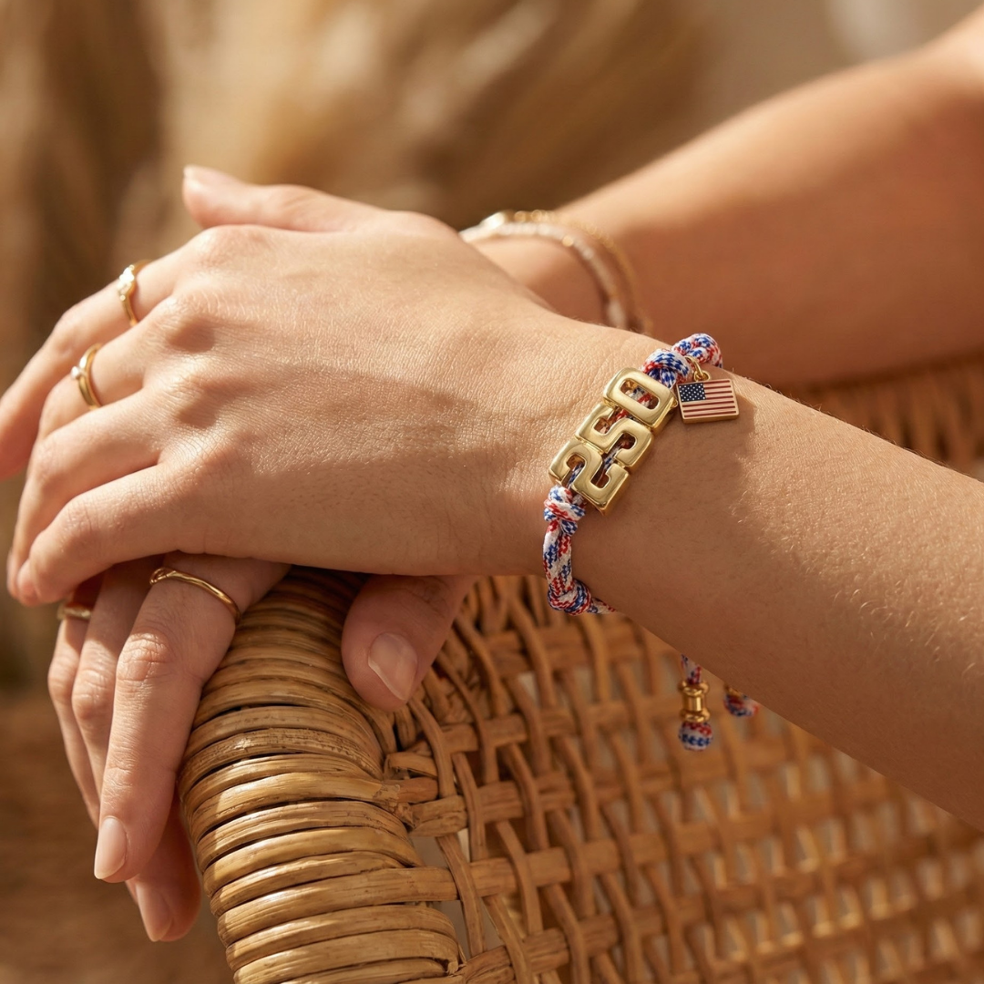 Bracelet cordelette commémoratif du 250e anniversaire de l’Amérique