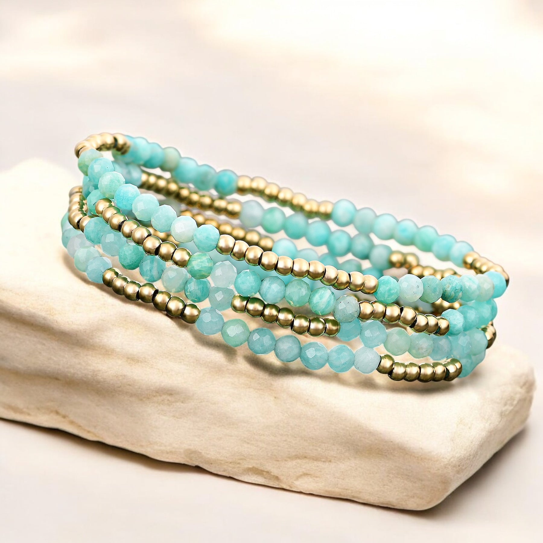 Ensemble de Bracelets en Amazonite Lumineuse
