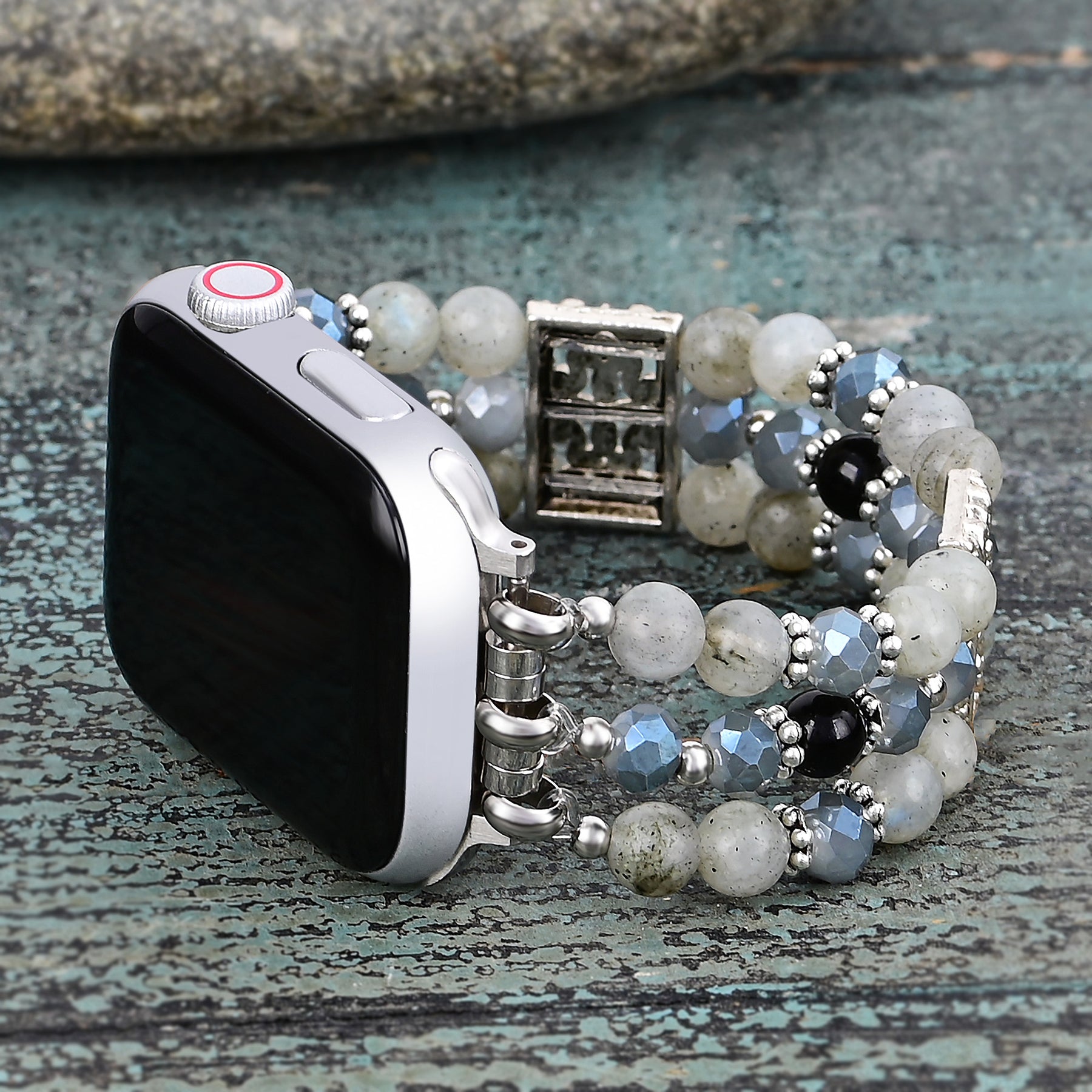 Bracelet Apple Watch en Labradorite Indigo Artisanal