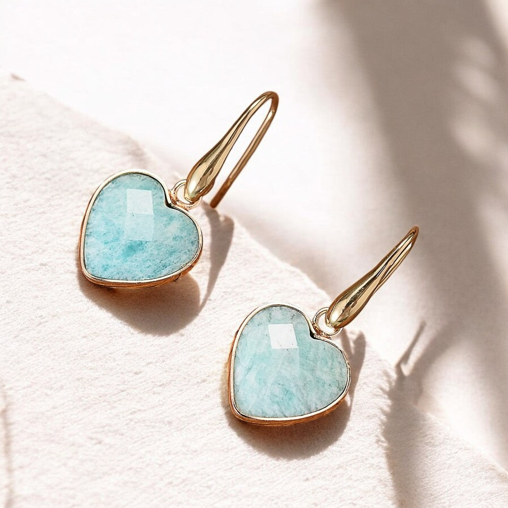 Boucles d'oreilles en forme de larme d'amour amazonite