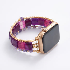 Bracelet extensible pour Apple Watch « Flamme du désert » en cornaline argentée