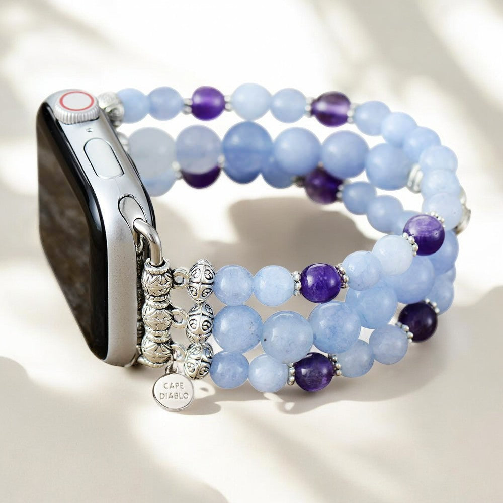 Stretch-Armband „Love“ Apple Watch in Aquamarinblau