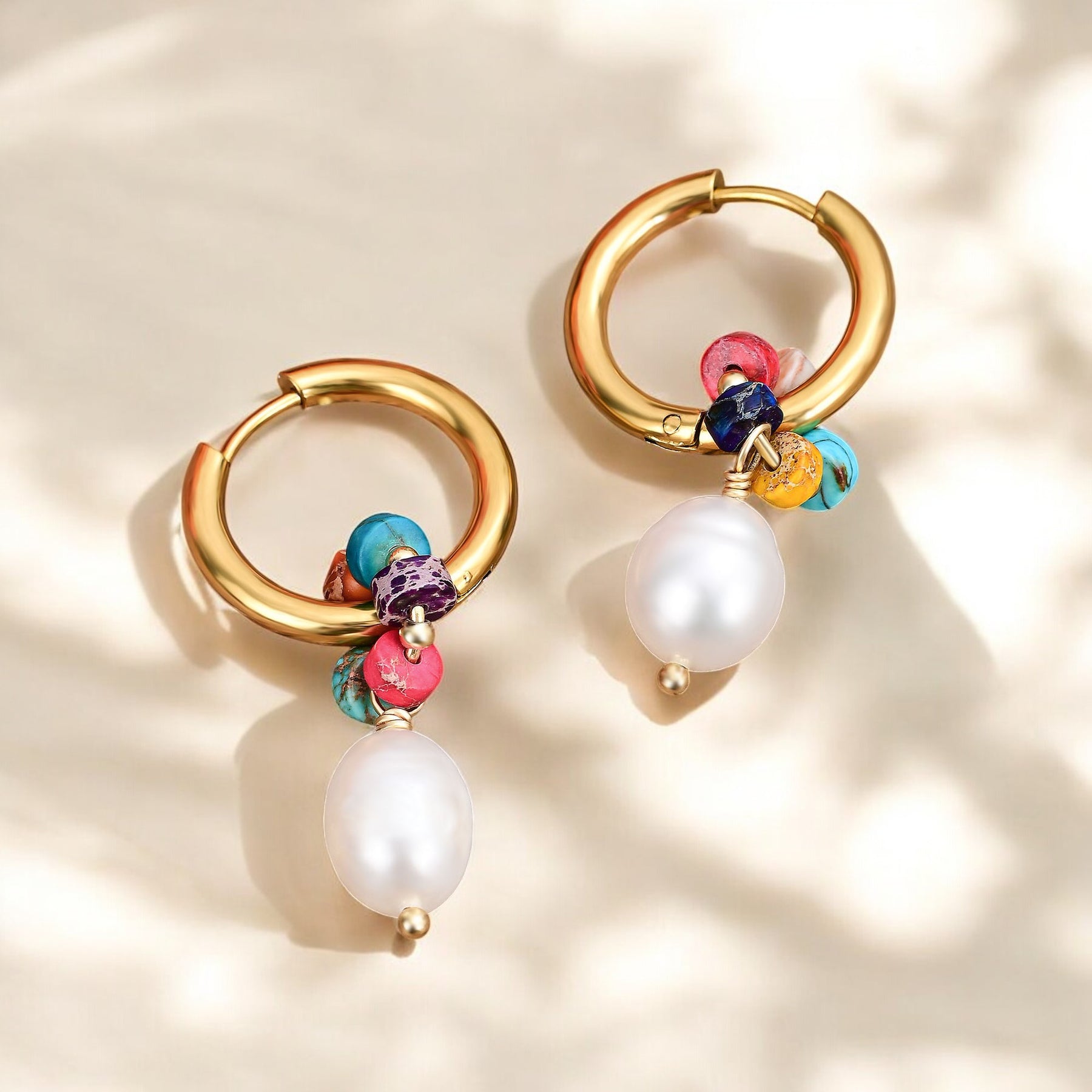 Boucles d'oreilles créoles en perles Jasper Harmony