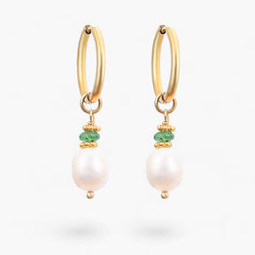 Boucles d'oreilles créoles en perles et agates Golden Grace