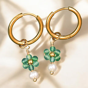 Creolen „Golden Grace“ aus Perlen und Achat