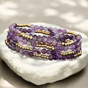 Ensemble de bracelets Améthyste Violette Dorée