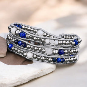 Bracelet enveloppant de protection en lapis céleste