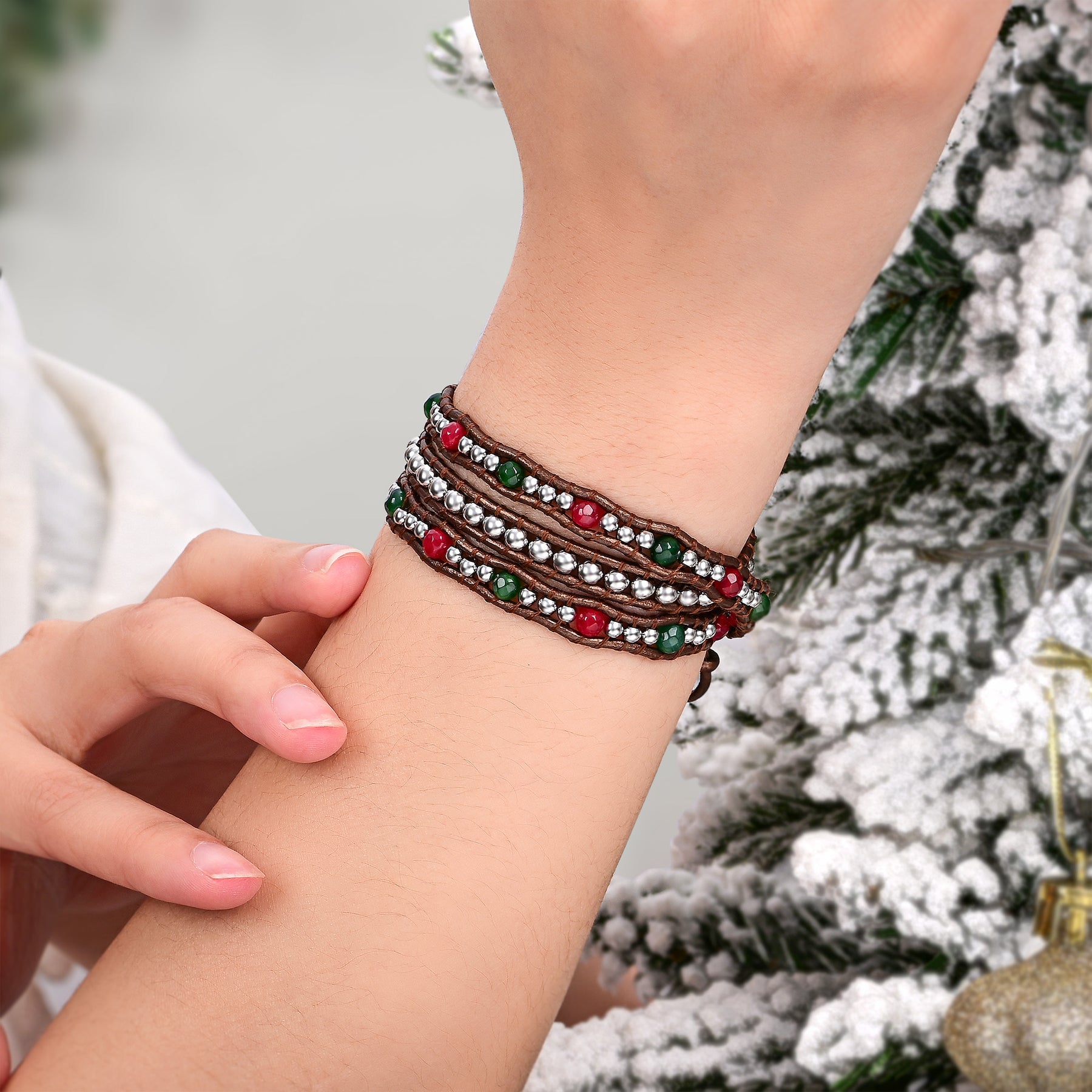 Bracelet enroulé de Noël au pays des merveilles hivernales