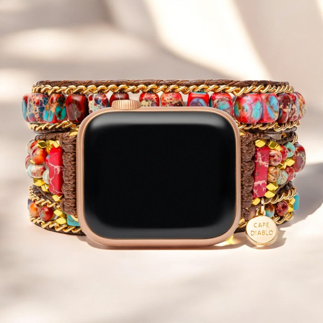 Bracelet Apple Watch en jaspe Cherry Emperor