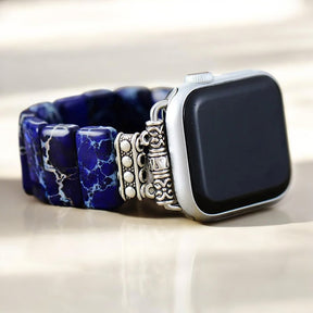 Bracelet extensible Apple Watch en jaspe tibétain bleu marine foncé