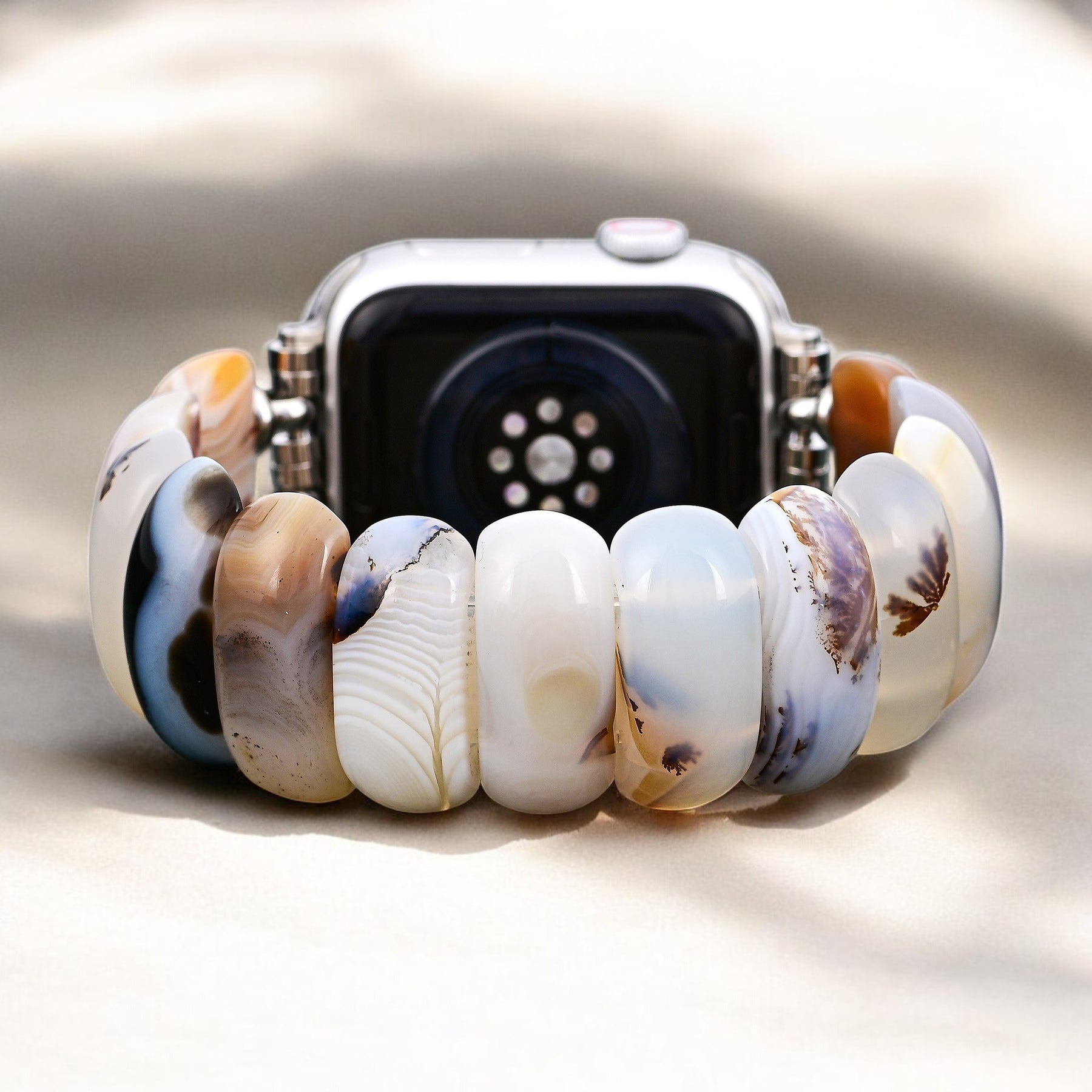 Elfenbein-Dünenachat Stretch Apple Watch Armband