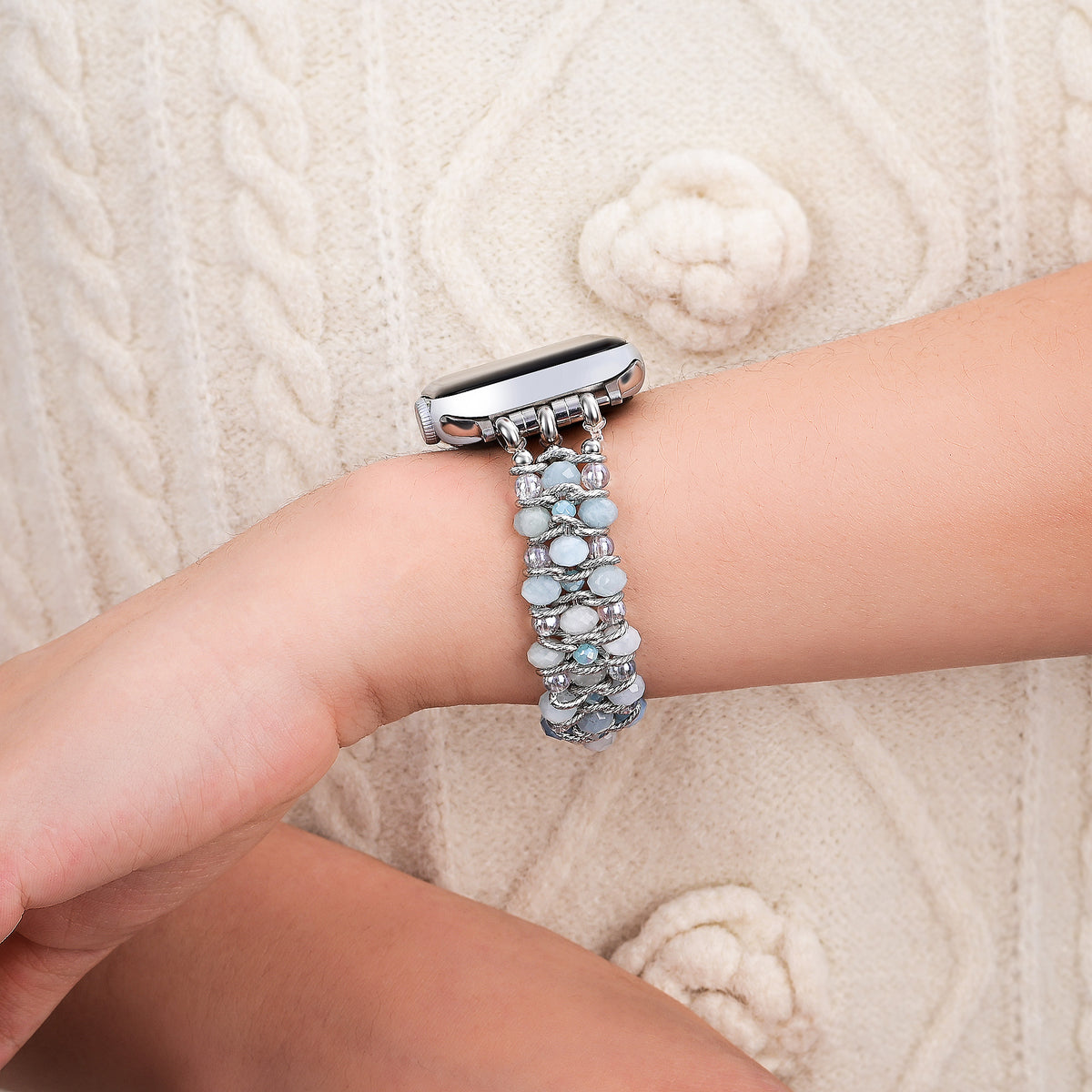 Aquamarin Saphir Geflochtenes Apple Watch Armband