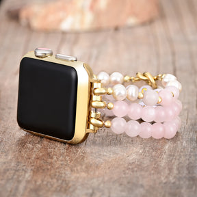 Bracelet Apple Watch extensible à quartz rose Yoga Mom