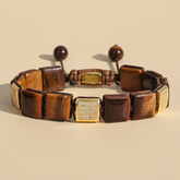 Bracelet pour homme en œil de tigre rouge