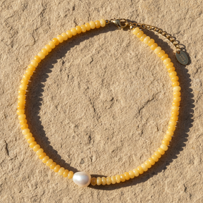 Collier de perles en citrine dorée
