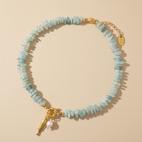 Aquamarin Perlenanhänger Halskette