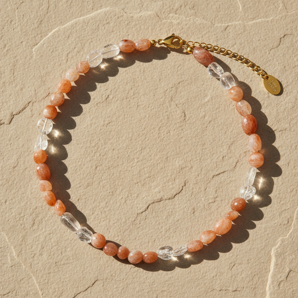 Collier Harmonie en Pierre de Soleil et Quartz