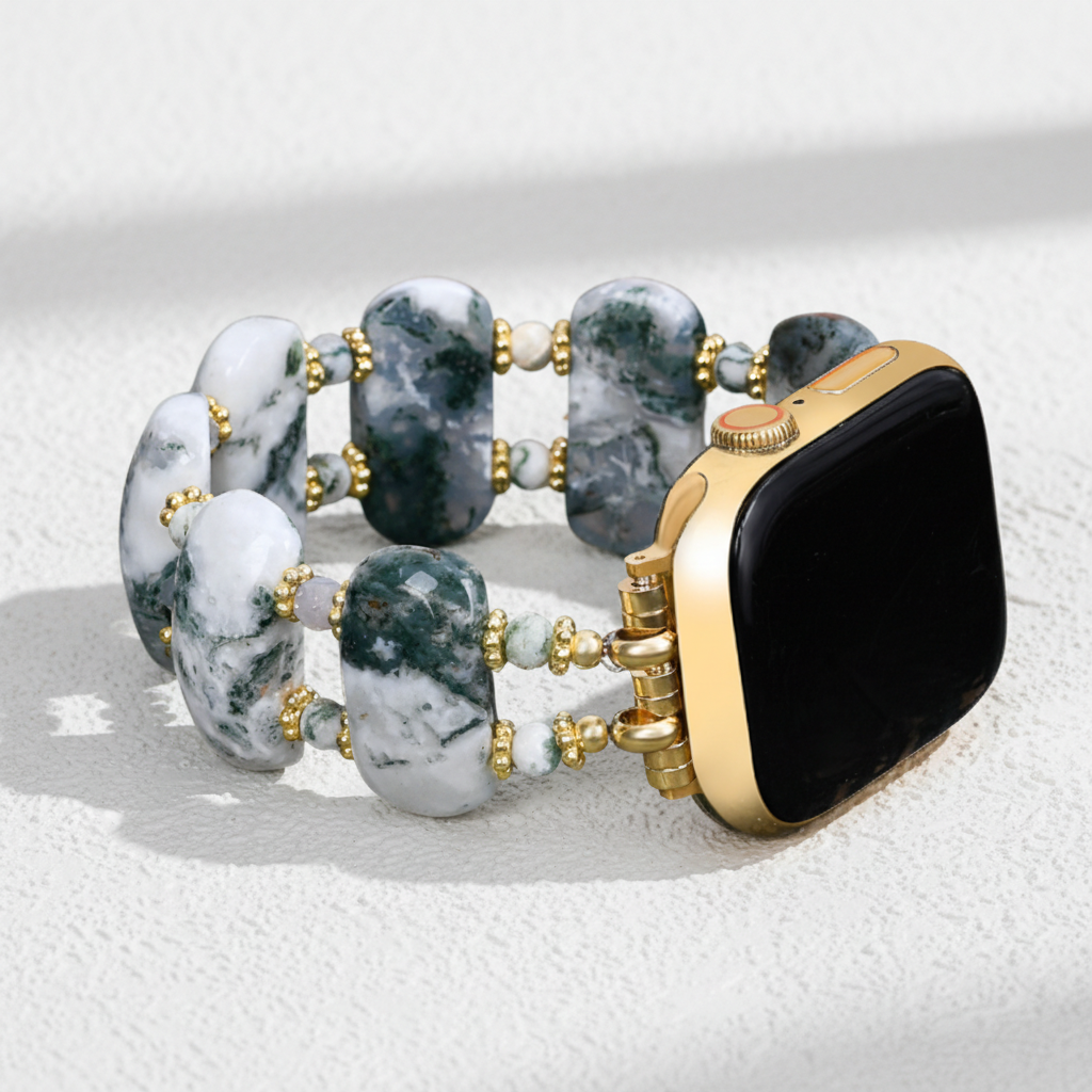 Bracelet extensible en agate forestière pour Apple Watch