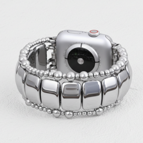 Bracelet extensible noir platine pour Apple Watch